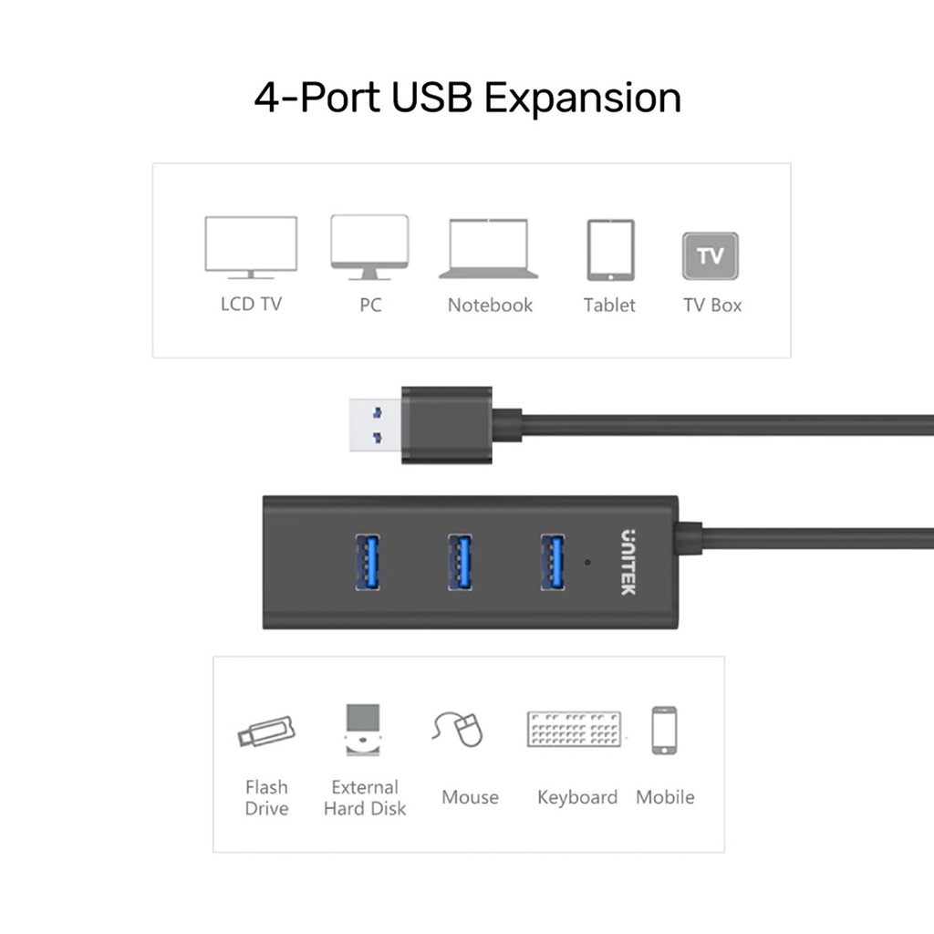 UNITEK - 4 Ports Powered USB 3.0 Hub