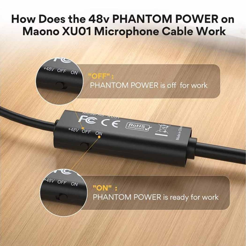 MAONO XU01 USB Male to XLR Female Mic Cable