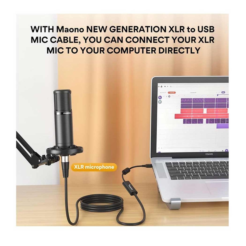 MAONO XU01 USB Male to XLR Female Mic Cable