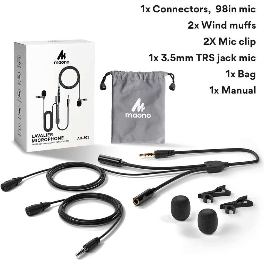 MAONO AU303 Omnidirectional 3.5mm lavalier microphone