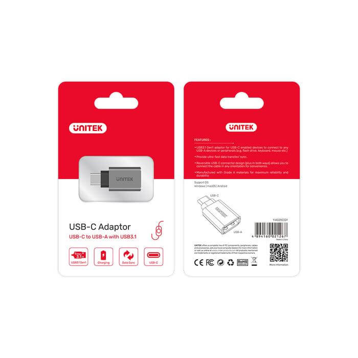 UNITEK USB3.1 USB-C (Male) to USB-A (Female) Aluminum Adaptor