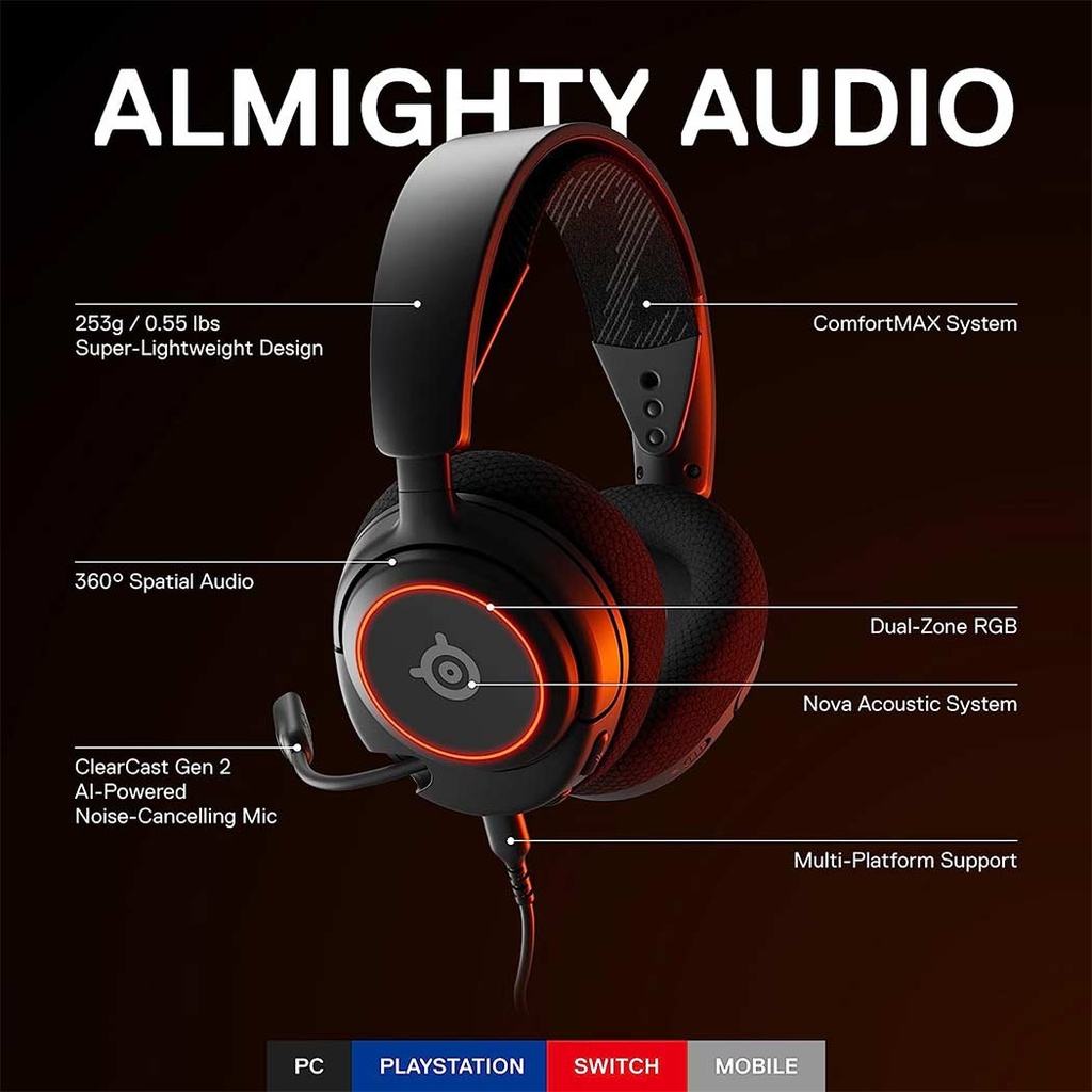 SteelSeries ARCTIS NOVA 3 Wired RGB Gaming Headset