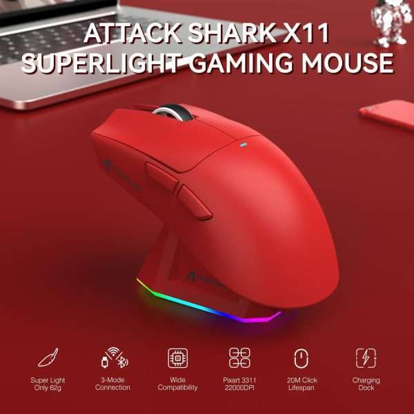 Attack Shark X11 Wireless + Bluetooth Gaming Mouse