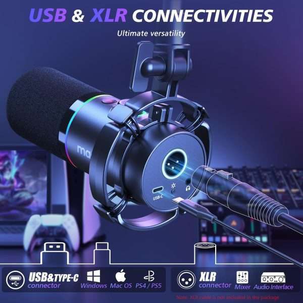 MAONO PD200XS USB/XLR Dynamic Microphone Set with Boom Arm
