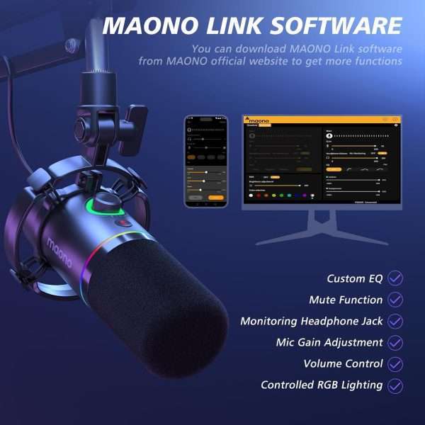 MAONO PD200XS USB/XLR Dynamic Microphone Set with Boom Arm