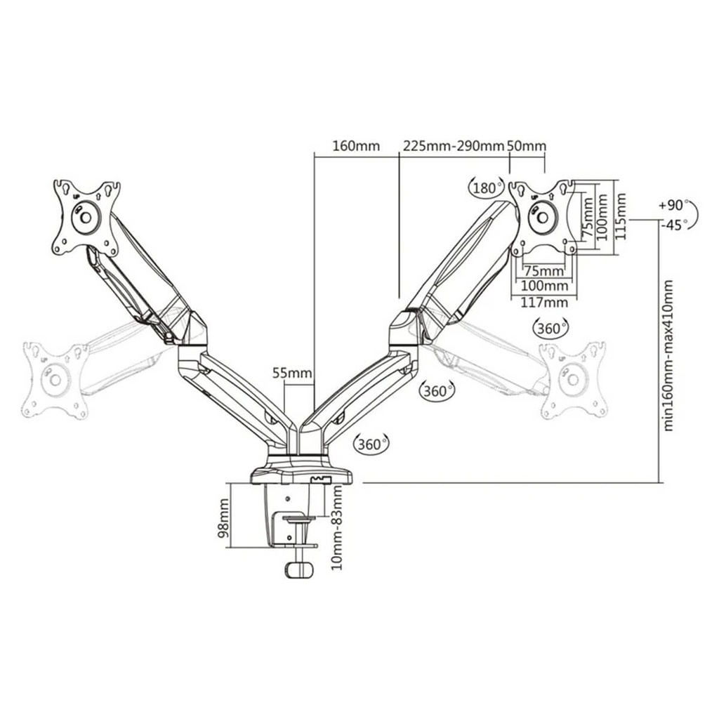 Brateck LDT13-C024 Dual Arm Monitor